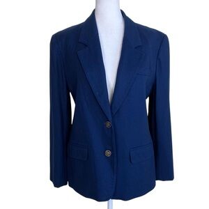 Pendleton Vintage Wool Single Breasted Blazer Navy Nautical Gold Buttons Sz 8P